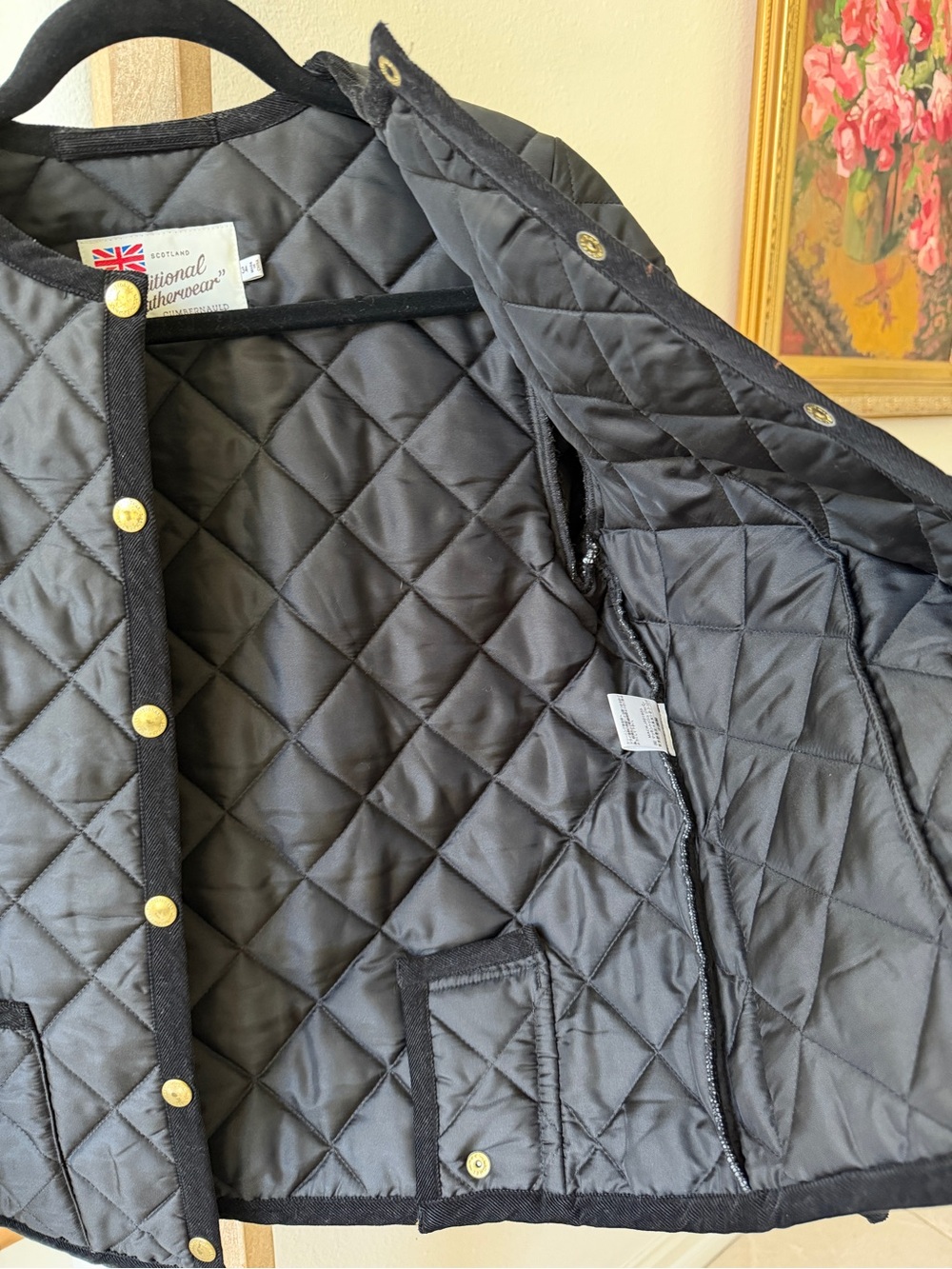 Women's Quilted Snap-Front Jacket - Black - Picture 4 of 6